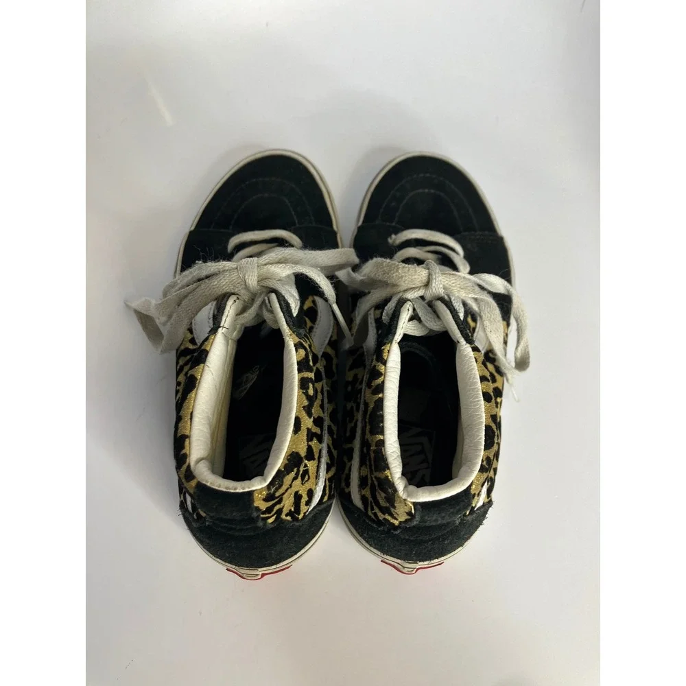 Vans black animal‎ print hightop sneakers US Juniors size 5 skateboard casual